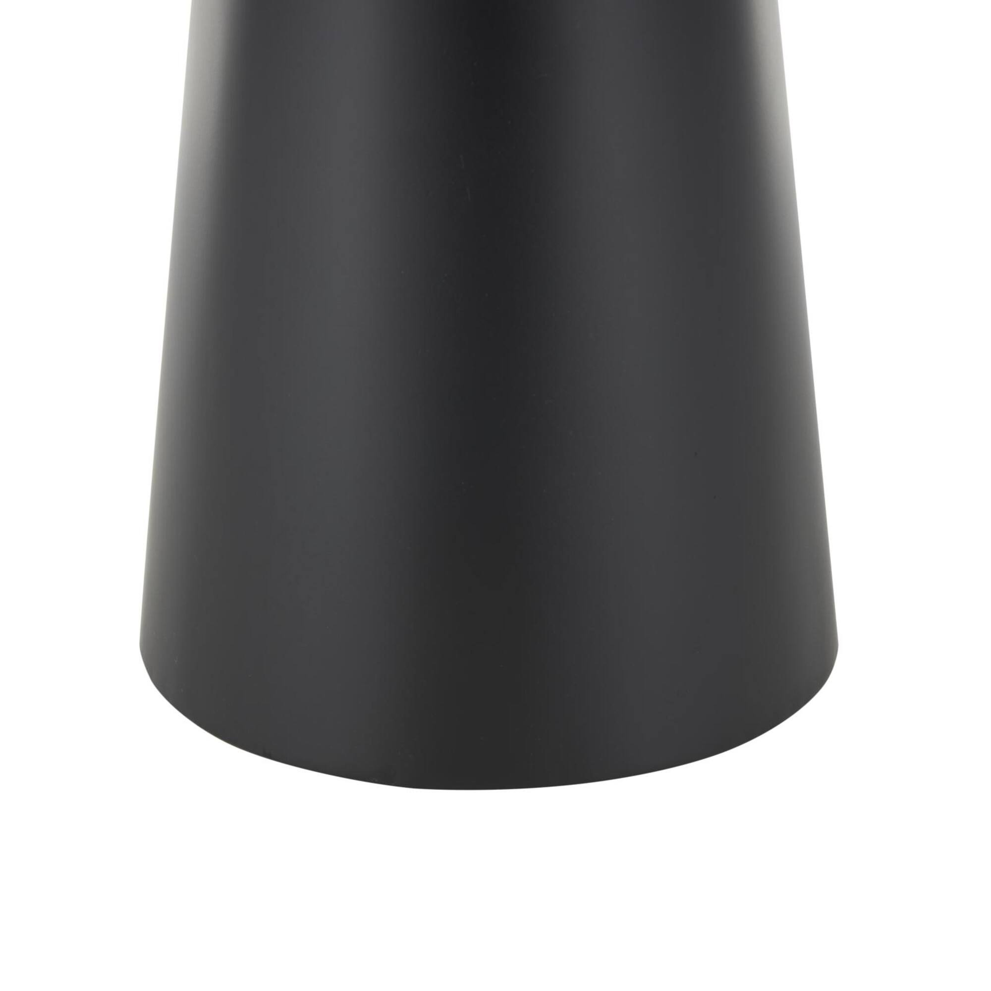 21" Black Metal Pedestal Accent Table with Brown Wood Tabletop